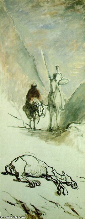 WikiOO.org – 美術百科全書 - 繪畫，作品 Honoré Daumier - 唐·吉诃德和死骡子