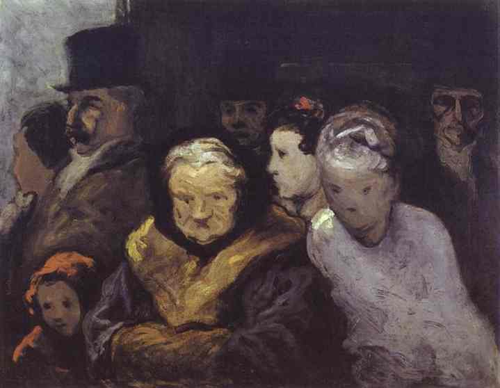 WikiOO.org - Encyclopedia of Fine Arts - Maleri, Artwork Honoré Daumier - Exit from the Theatre