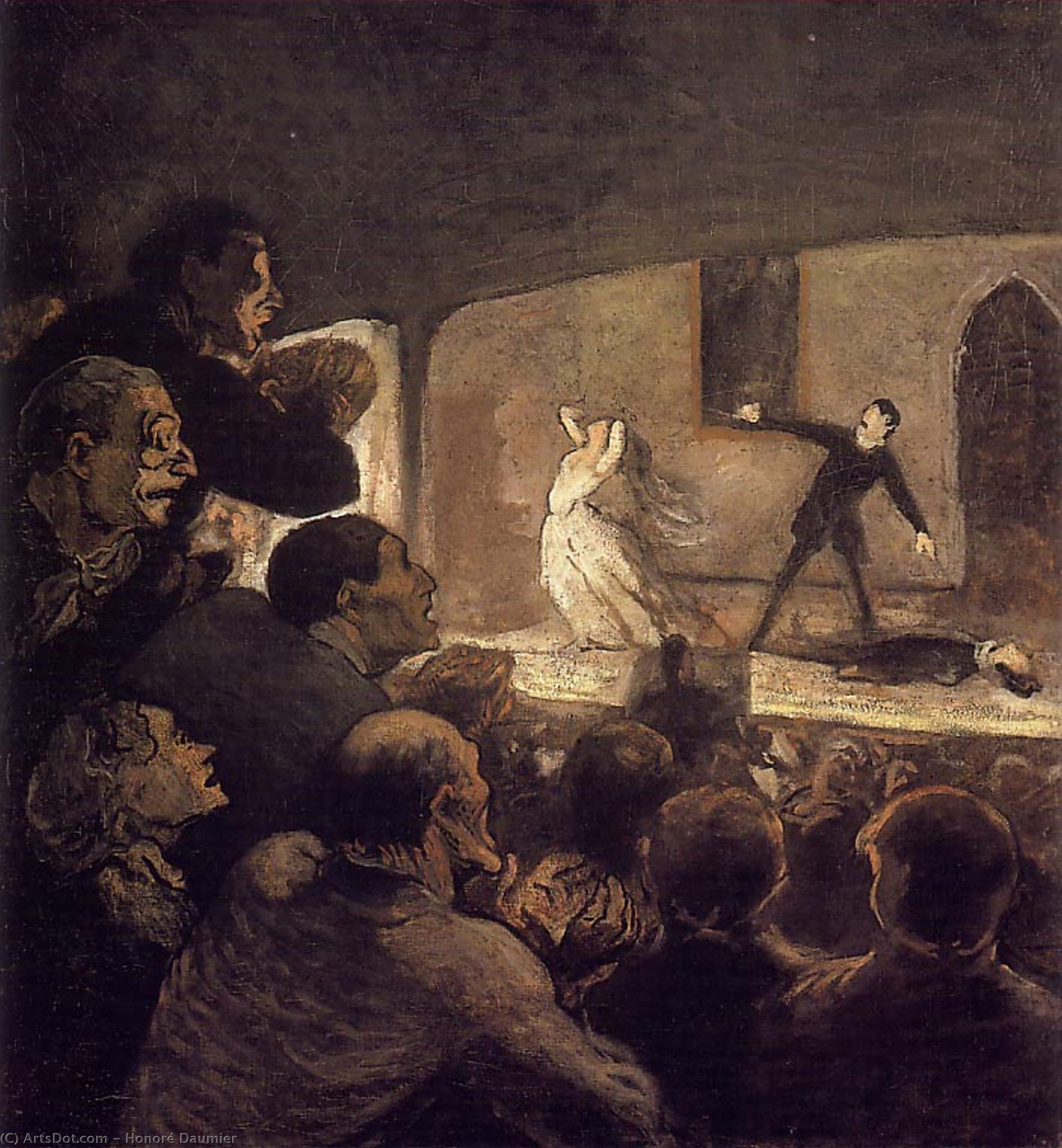 Wikioo.org – La Enciclopedia de las Bellas Artes - Pintura, Obras de arte de Honoré Daumier - en el teatro