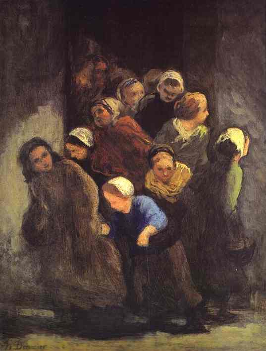 WikiOO.org - Enciklopedija dailės - Tapyba, meno kuriniai Honoré Daumier - Leaving School