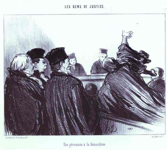 Wikioo.org - The Encyclopedia of Fine Arts - Painting, Artwork by Honoré Daumier - The Conclusion of a Speech à la Demosthene. From the Series Les Gens de justice