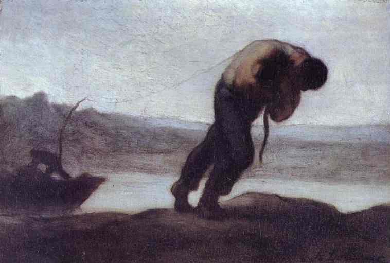 WikiOO.org - Энциклопедия изобразительного искусства - Живопись, Картины  Honoré Daumier - тягача самого     лодку