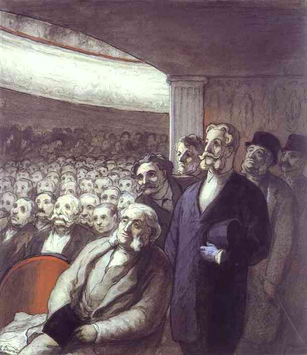 Wikoo.org - موسوعة الفنون الجميلة - اللوحة، العمل الفني Honoré Daumier - The Spectators