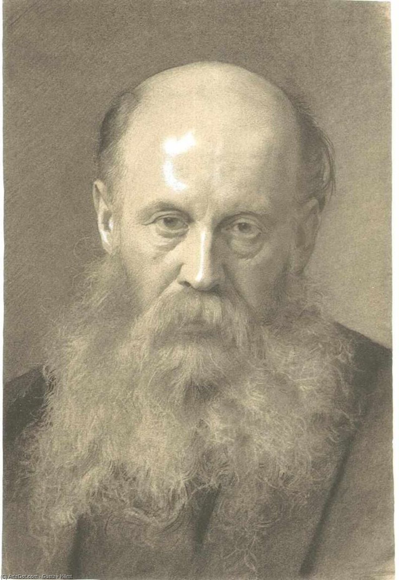 Wikioo.org - The Encyclopedia of Fine Arts - Painting, Artwork by Gustav Klimt - Brustbild eines bärtigen Mannes von vorne