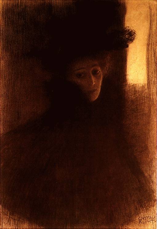 WikiOO.org - Енциклопедія образотворчого мистецтва - Живопис, Картини
 Gustav Klimt - Dame mit Cape
