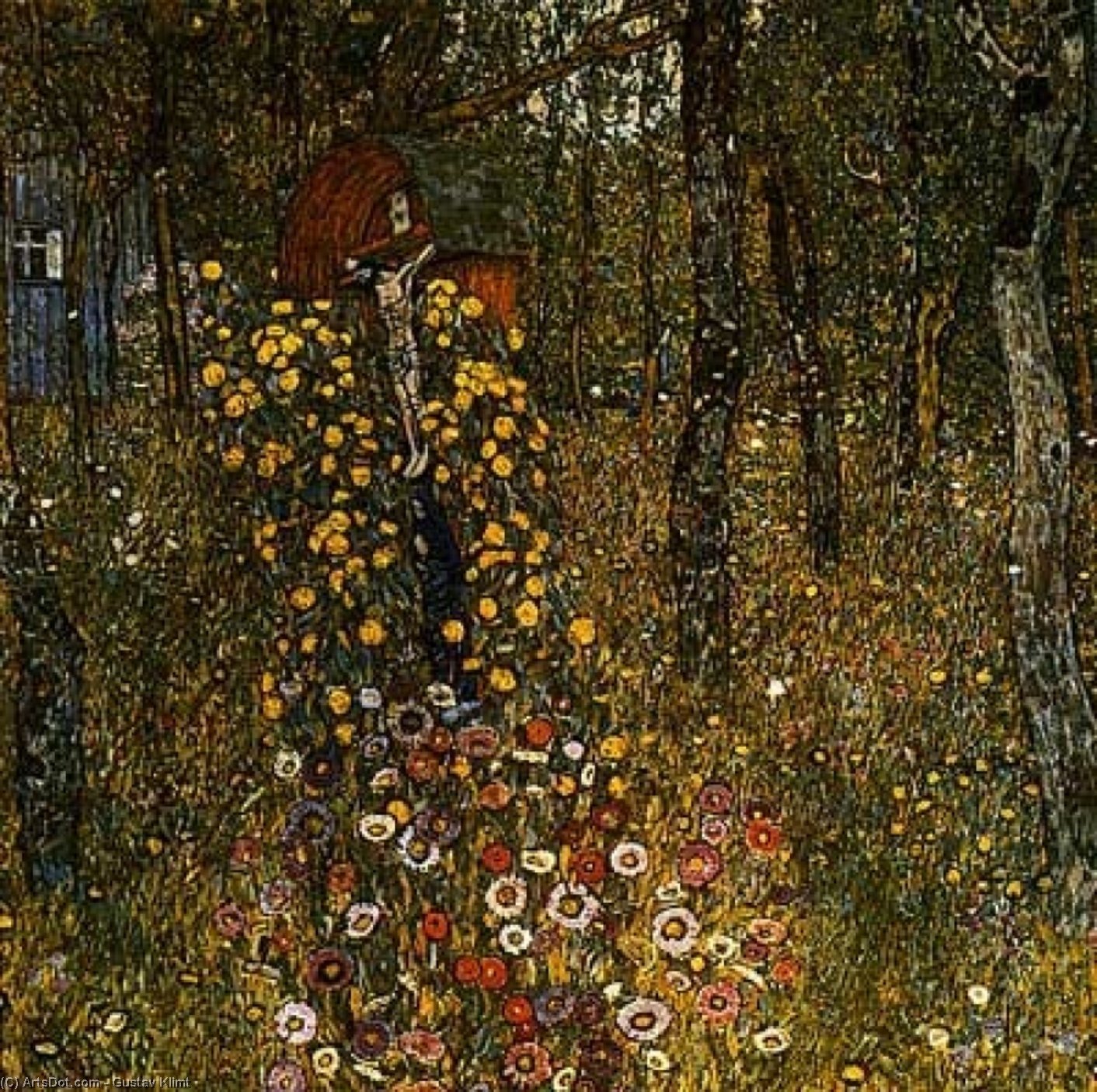 Wikioo.org – La Enciclopedia de las Bellas Artes - Pintura, Obras de arte de Gustav Klimt - granja jardín con crucifijo