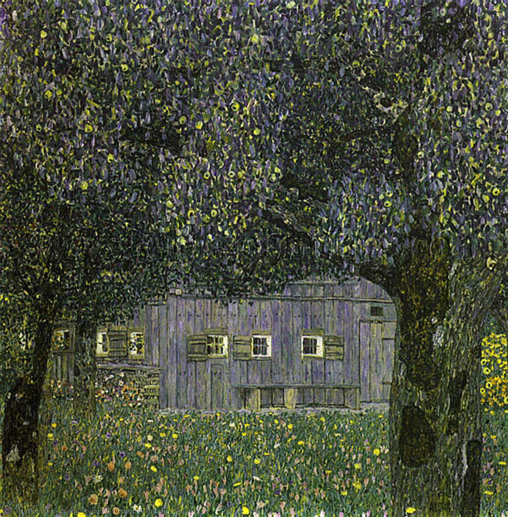 Wikoo.org - موسوعة الفنون الجميلة - اللوحة، العمل الفني Gustav Klimt - Farmhouse in Upper Austria