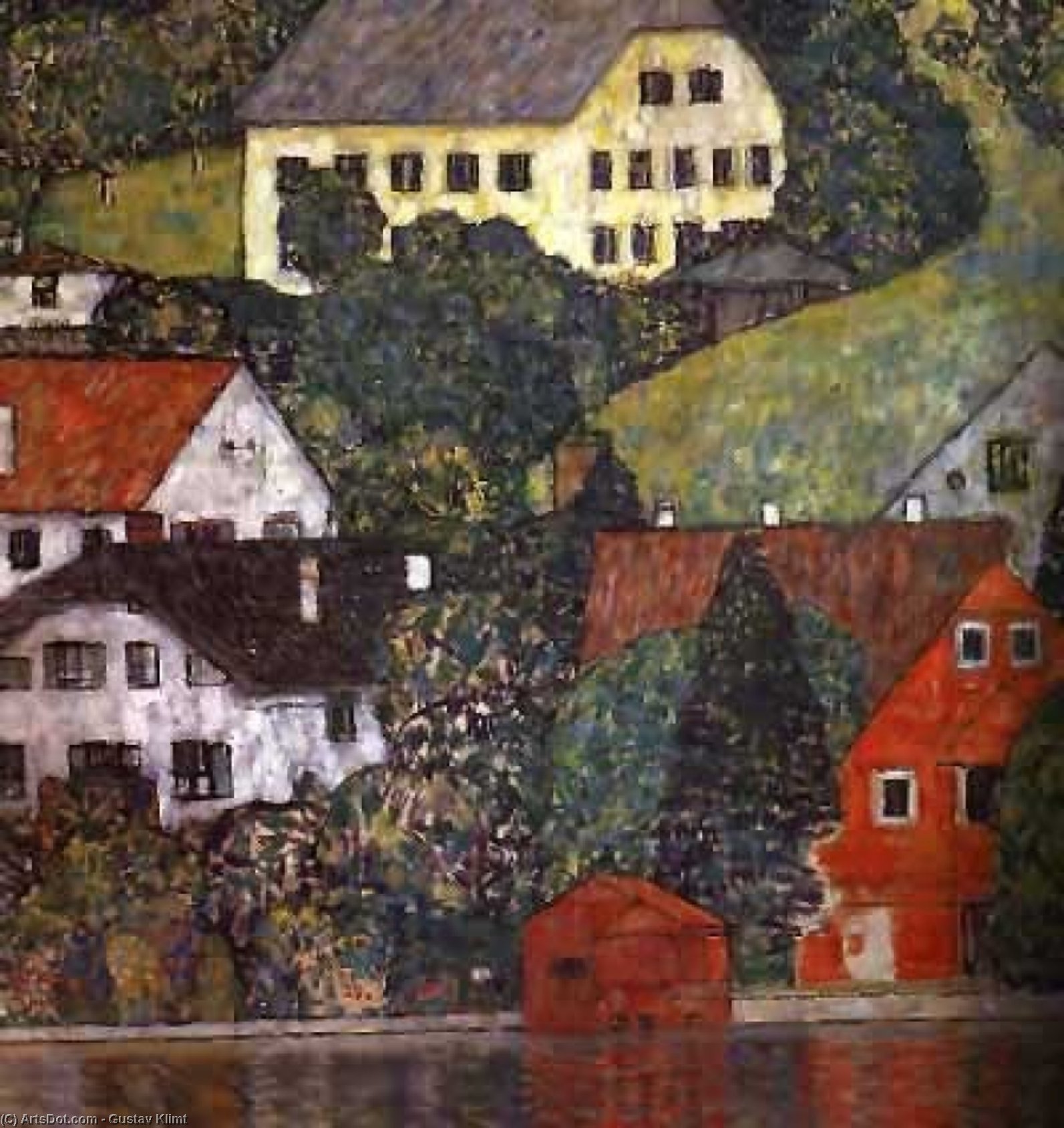 WikiOO.org – 美術百科全書 - 繪畫，作品 Gustav Klimt - 房屋Unterach论阿特湖