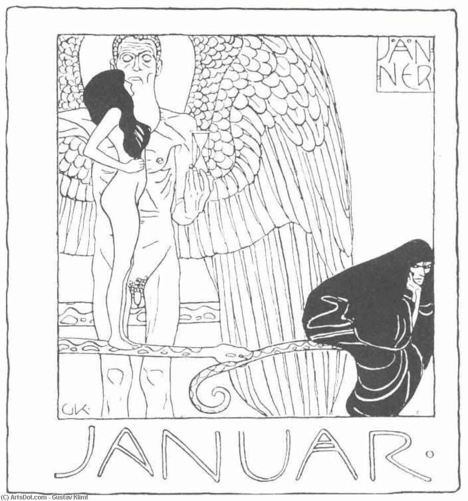 Wikioo.org - Die Enzyklopädie bildender Kunst - Malerei, Kunstwerk von Gustav Klimt - Januar