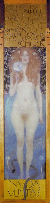 Wikoo.org - موسوعة الفنون الجميلة - اللوحة، العمل الفني Gustav Klimt - Nude Veritas