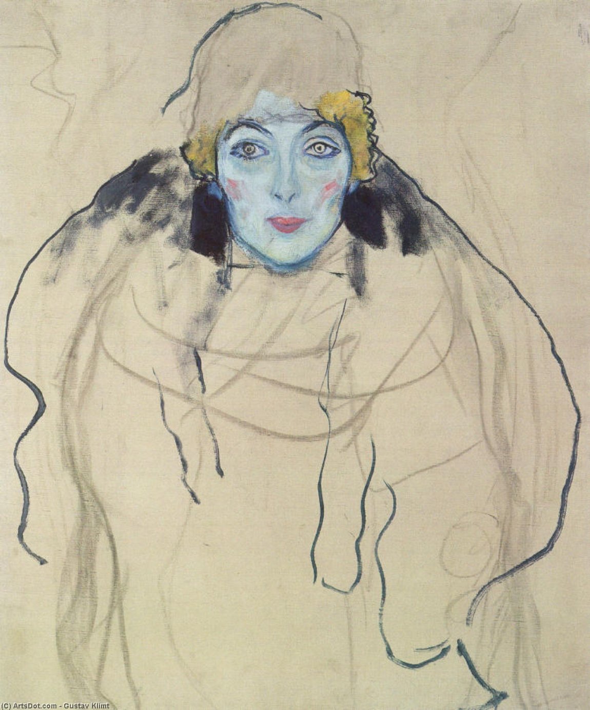 WikiOO.org - دایره المعارف هنرهای زیبا - نقاشی، آثار هنری Gustav Klimt - Portrait of a Lady (unfinished)
