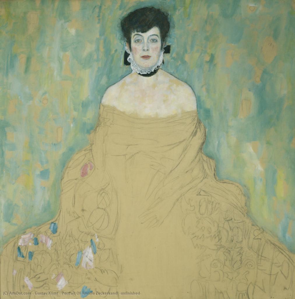 Wikoo.org - موسوعة الفنون الجميلة - اللوحة، العمل الفني Gustav Klimt - Portrait Of Amalie Zuckerkandl (unfinished)