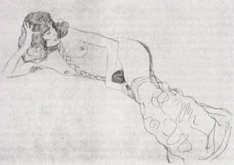 WikiOO.org - Encyclopedia of Fine Arts - Maleri, Artwork Gustav Klimt - Reclining Woman