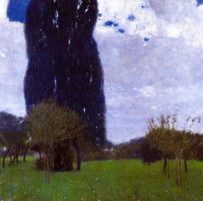 Wikoo.org - موسوعة الفنون الجميلة - اللوحة، العمل الفني Gustav Klimt - The Tall Poplar Trees II