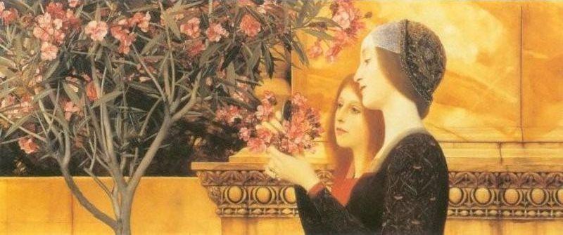 Wikoo.org - موسوعة الفنون الجميلة - اللوحة، العمل الفني Gustav Klimt - Two Girls with Oleander