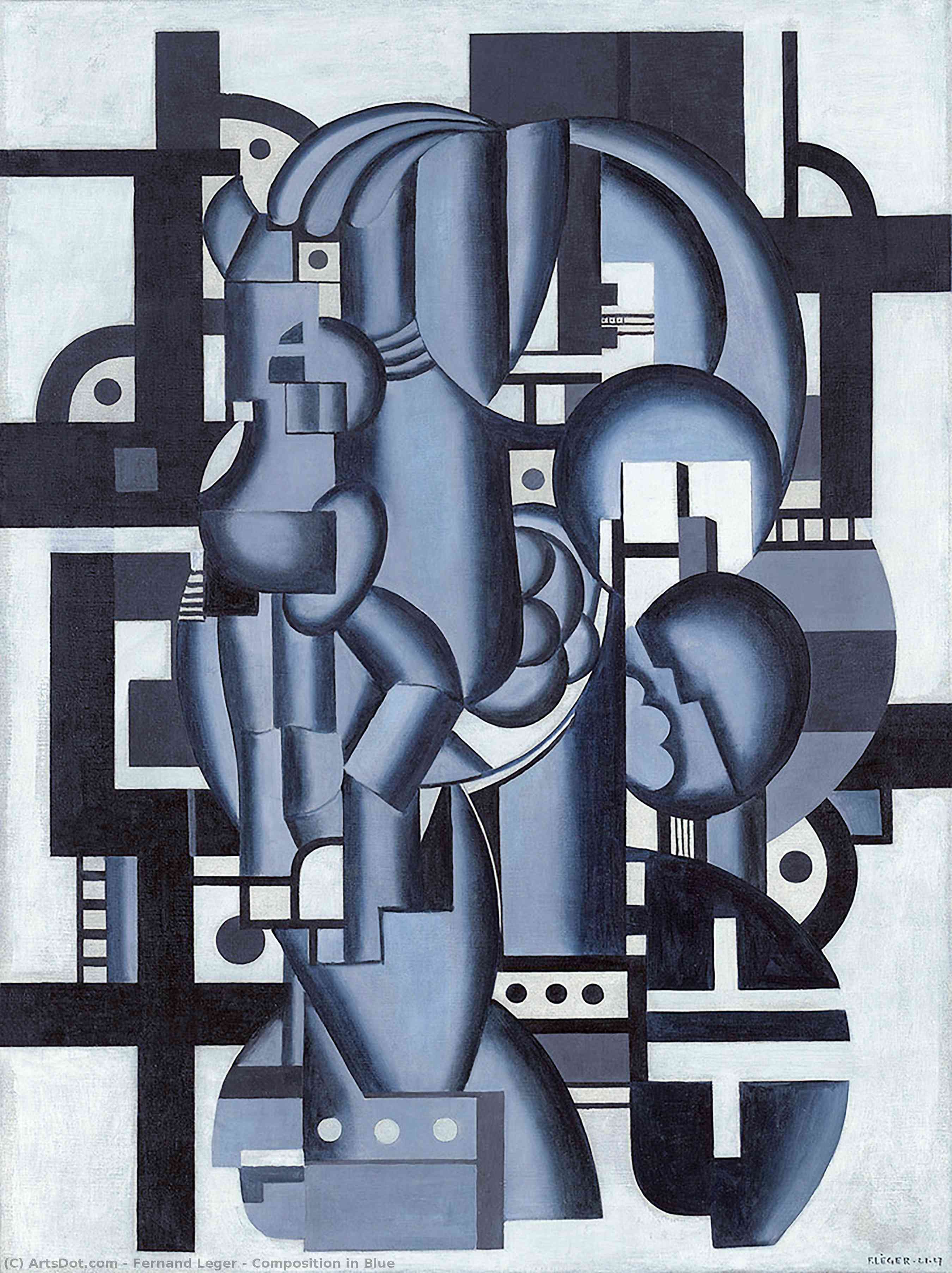 Wikioo.org - Bách khoa toàn thư về mỹ thuật - Vẽ tranh, Tác phẩm nghệ thuật Fernand Leger - Composition in Blue