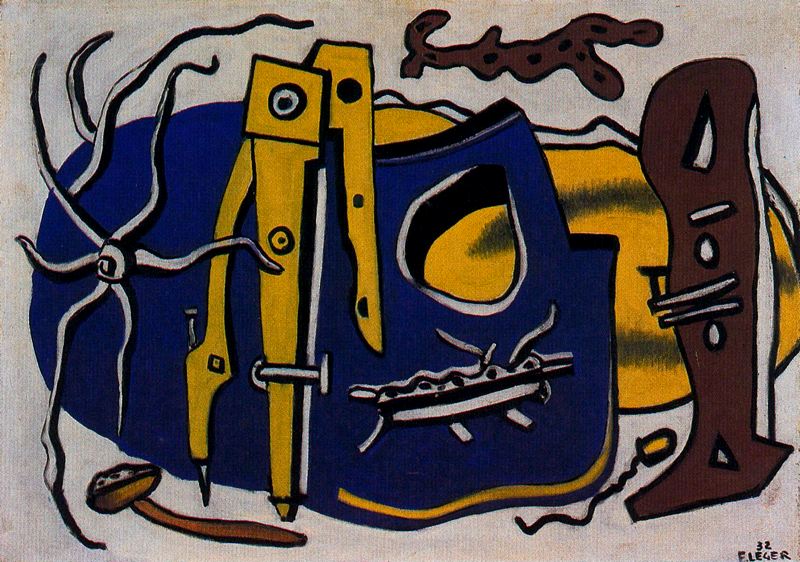 Wikioo.org - สารานุกรมวิจิตรศิลป์ - จิตรกรรม Fernand Leger - Composition with compass1