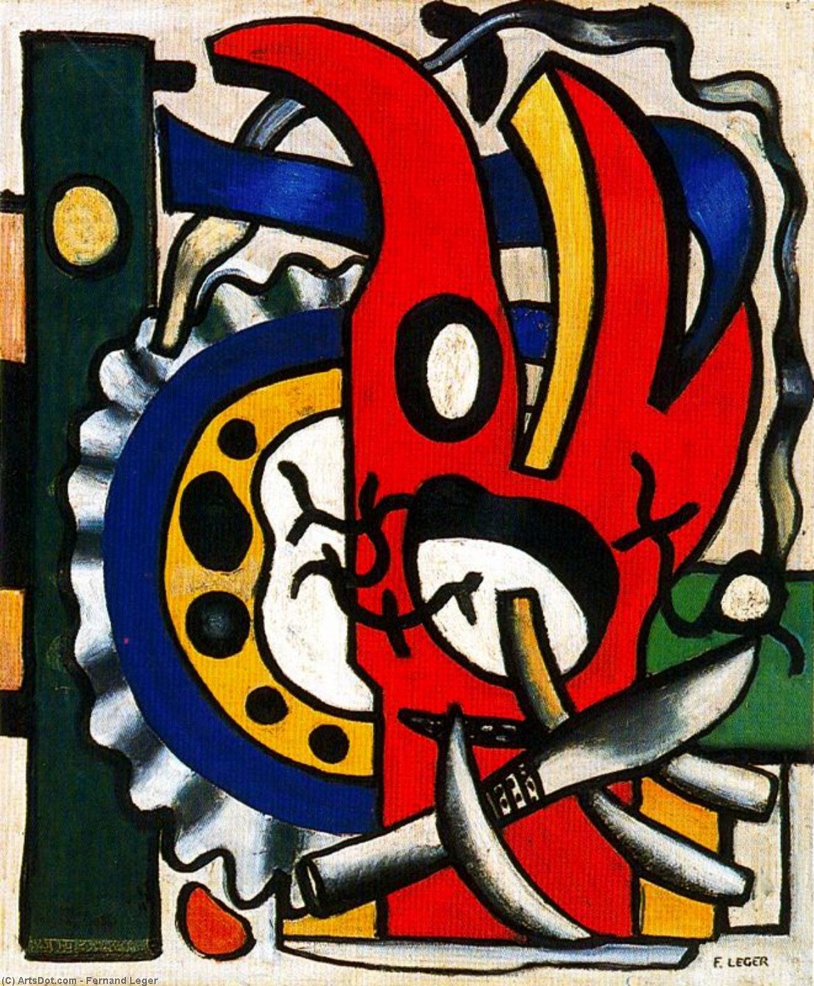 Wikioo.org - สารานุกรมวิจิตรศิลป์ - จิตรกรรม Fernand Leger - Composition with knife