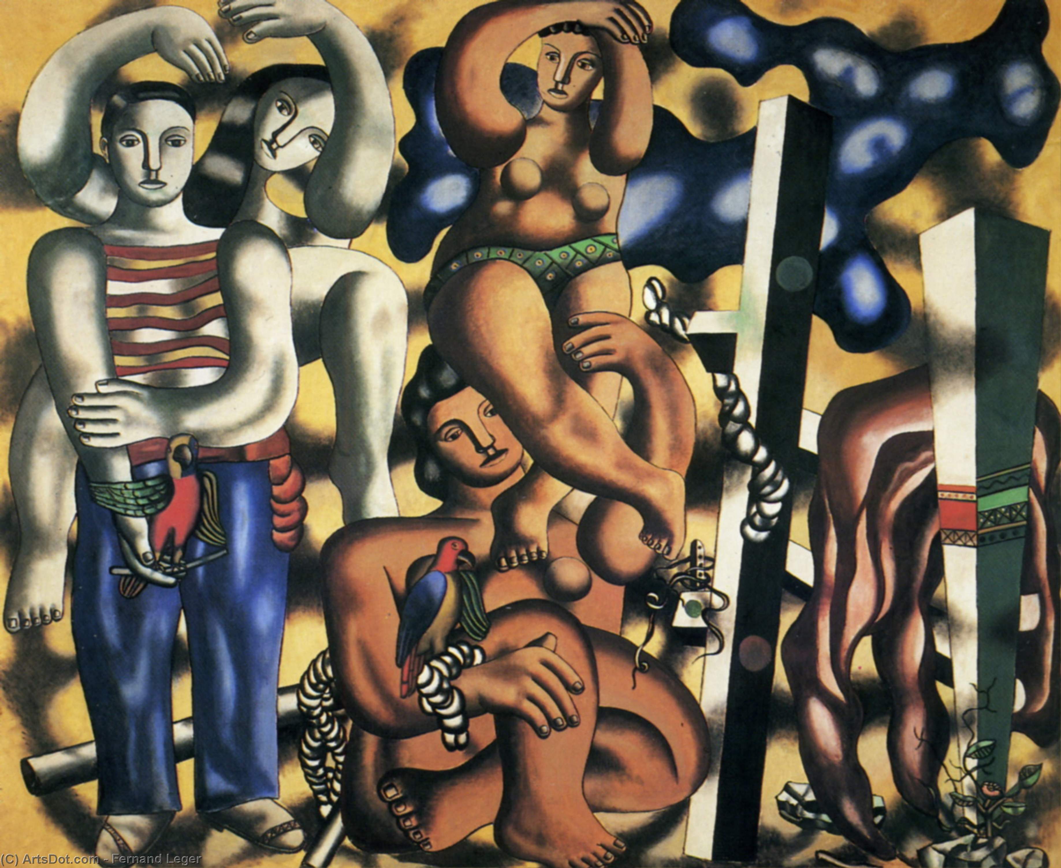 WikiOO.org - Encyclopedia of Fine Arts - Maleri, Artwork Fernand Leger - Composition with Two Parrots