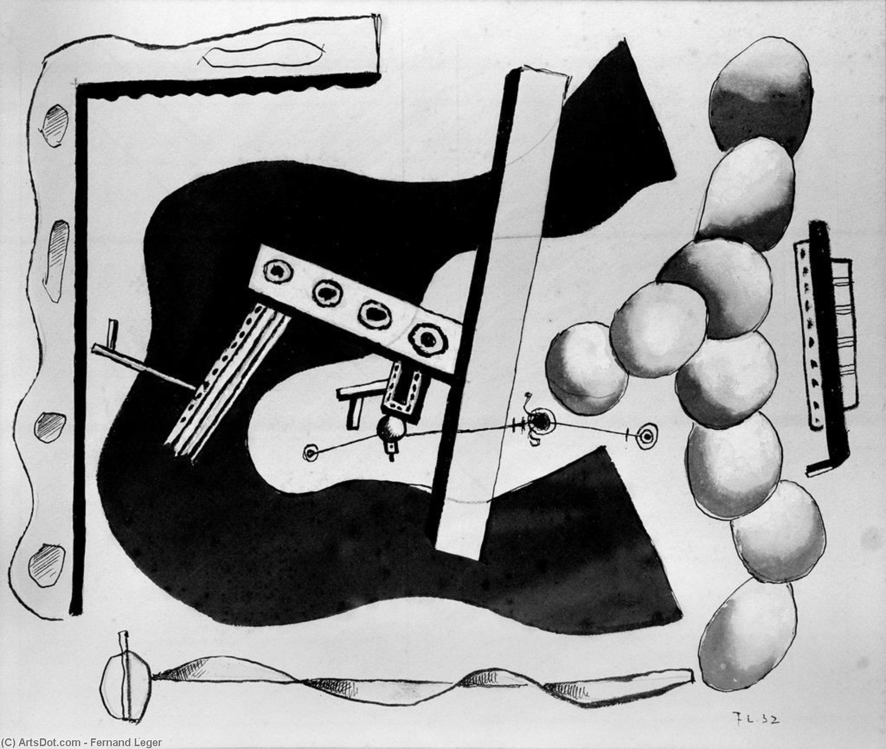 Wikioo.org - The Encyclopedia of Fine Arts - Painting, Artwork by Fernand Leger - Composition2