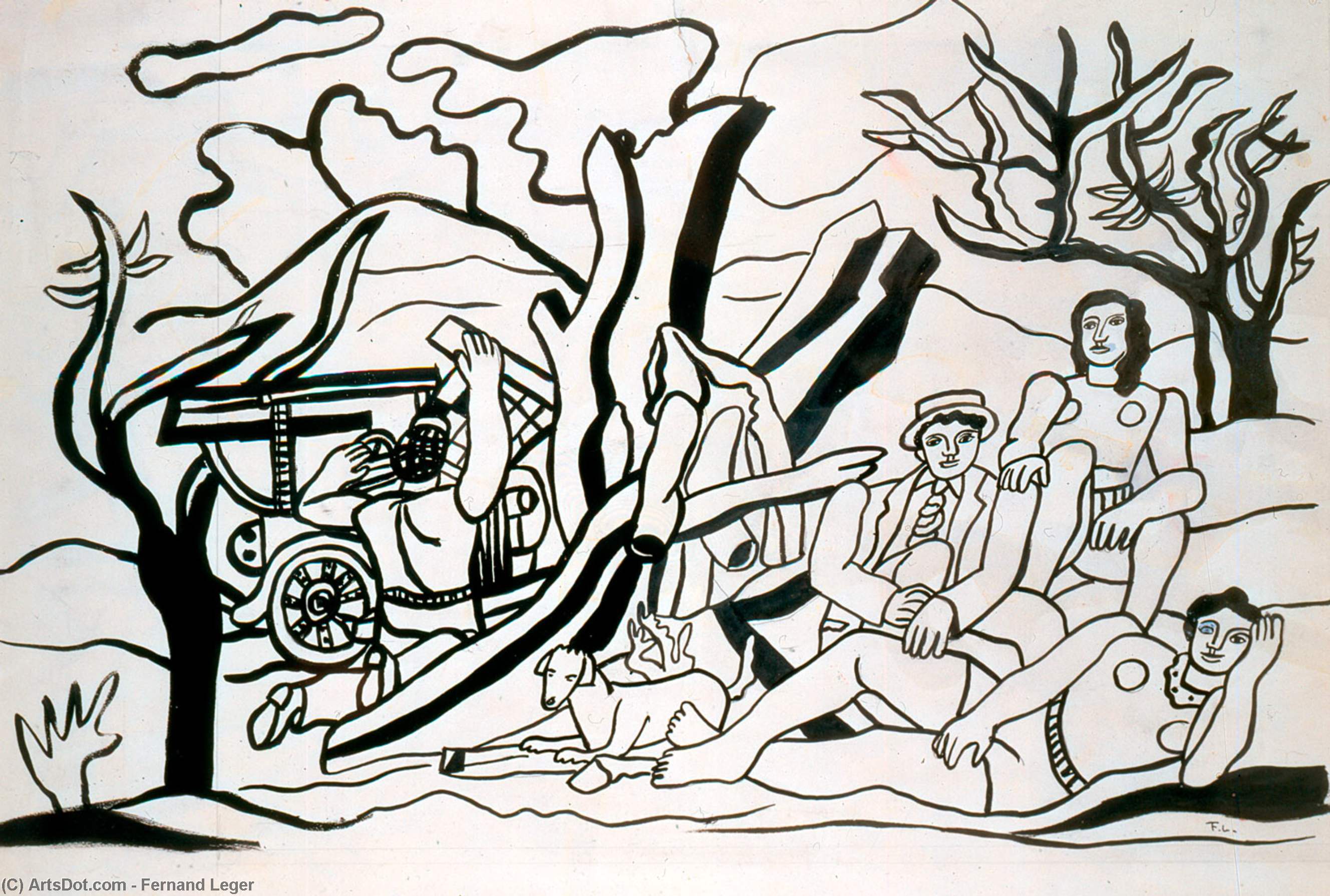 Wikioo.org - The Encyclopedia of Fine Arts - Painting, Artwork by Fernand Leger - Group in the field
