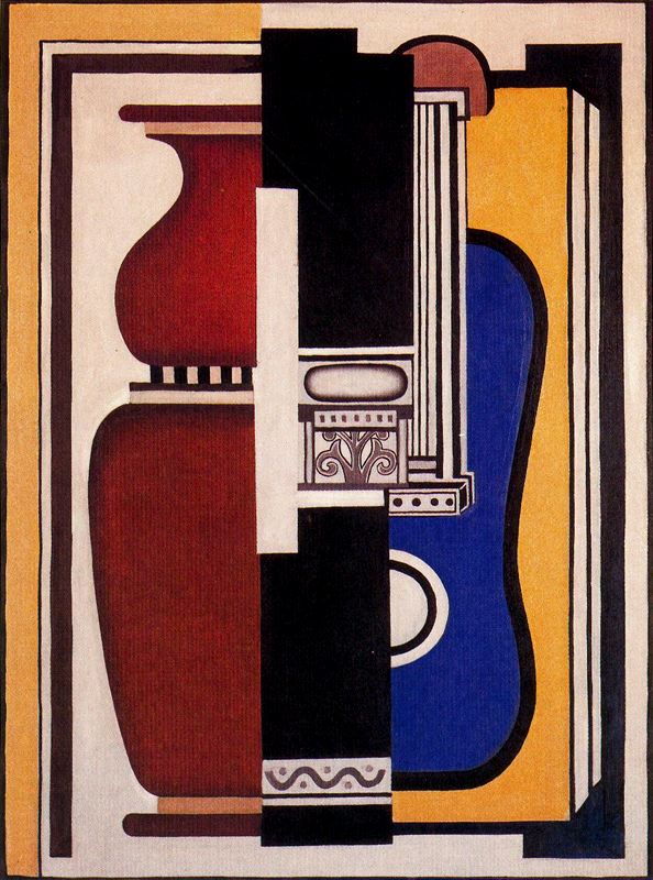 WikiOO.org - Encyclopedia of Fine Arts - Maalaus, taideteos Fernand Leger - Guitar with blue glass