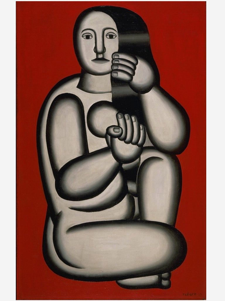 WikiOO.org - Encyclopedia of Fine Arts - Maleri, Artwork Fernand Leger - Nude on a Red Background
