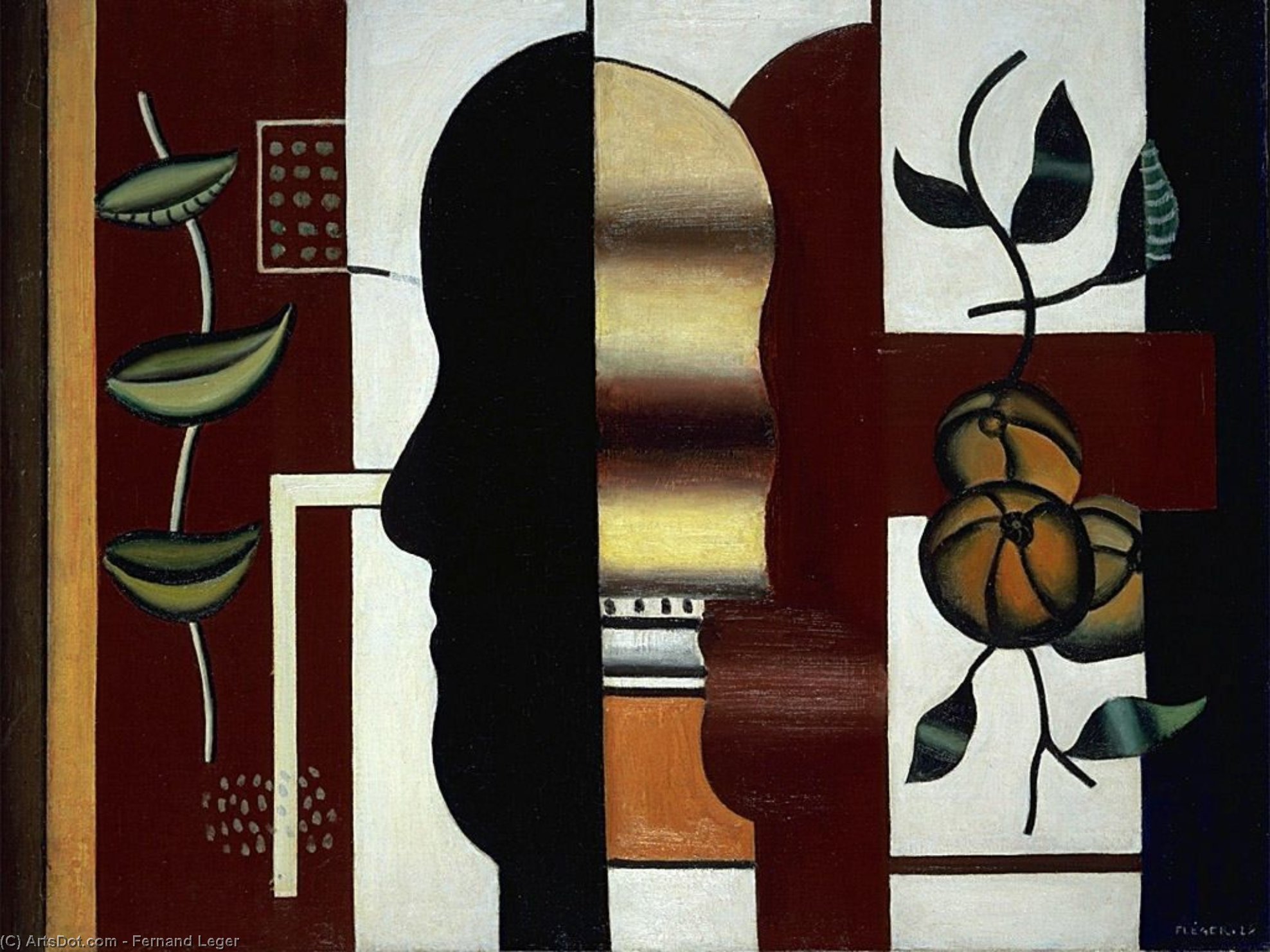 Wikioo.org - The Encyclopedia of Fine Arts - Painting, Artwork by Fernand Leger - Still Life With Profile