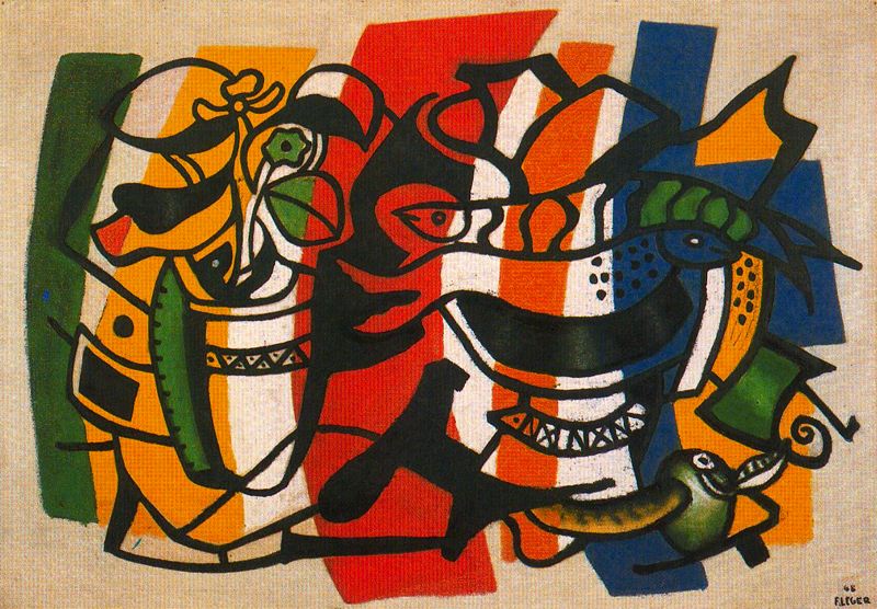 Wikioo.org - สารานุกรมวิจิตรศิลป์ - จิตรกรรม Fernand Leger - Still life with two fish