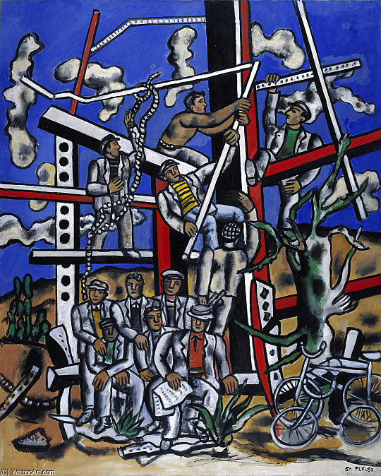 Wikioo.org - The Encyclopedia of Fine Arts - Painting, Artwork by Fernand Leger - Study for The Constructors, The Team at Rest