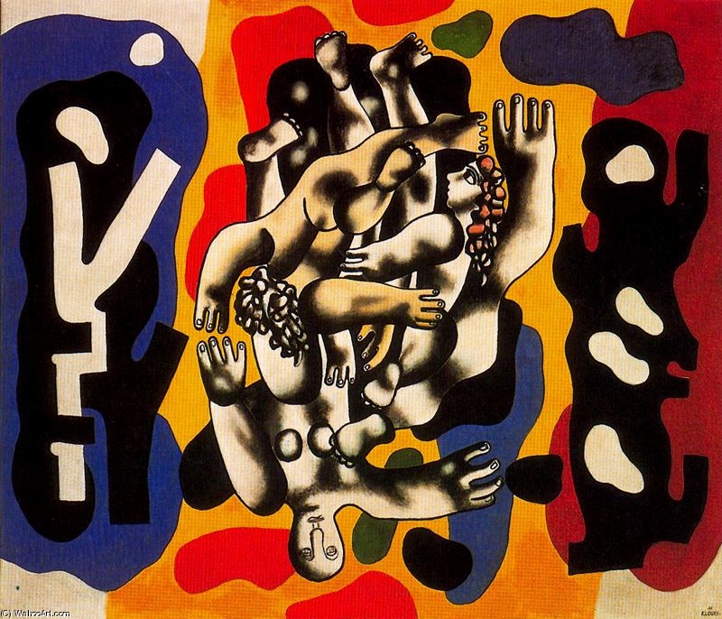 Wikioo.org - The Encyclopedia of Fine Arts - Painting, Artwork by Fernand Leger - Swimmers on yellow