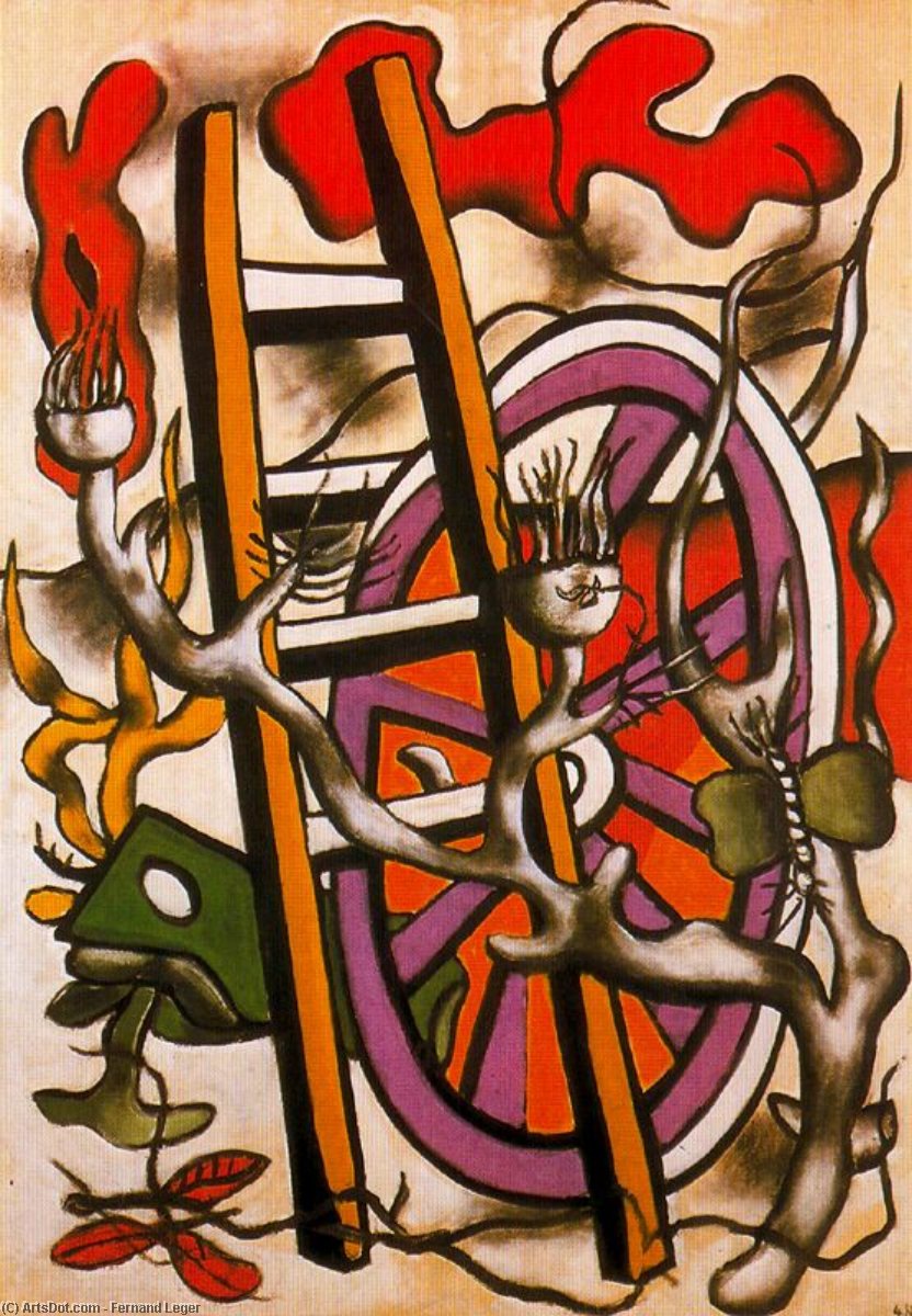 Wikioo.org - The Encyclopedia of Fine Arts - Painting, Artwork by Fernand Leger - The butterfly on the wheel