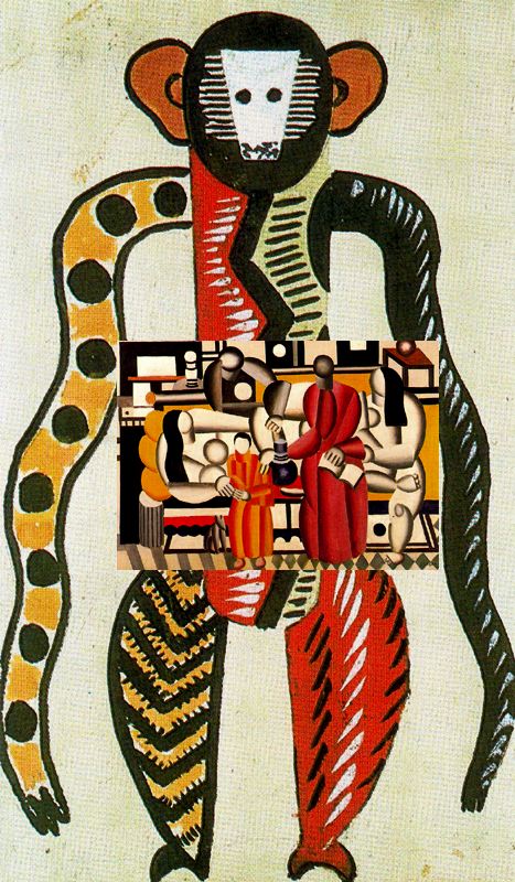 Wikoo.org - موسوعة الفنون الجميلة - اللوحة، العمل الفني Fernand Leger - The creation of the world, the monkey