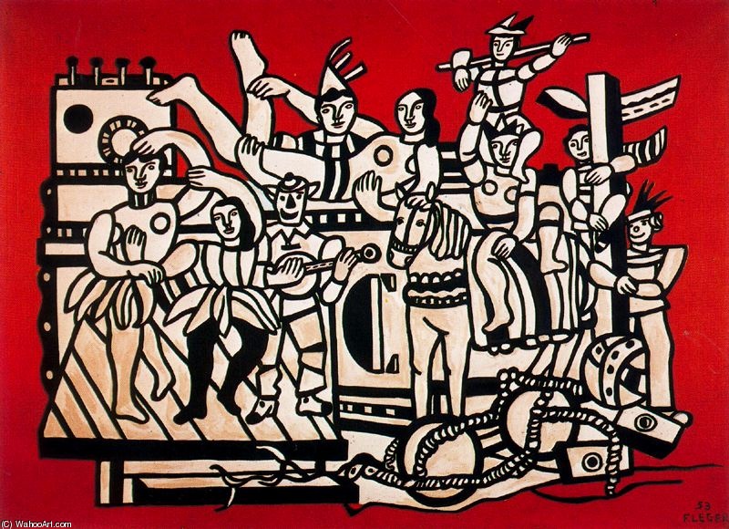 WikiOO.org - 百科事典 - 絵画、アートワーク Fernand Leger - 素晴らしい やめる の上に 赤の背景