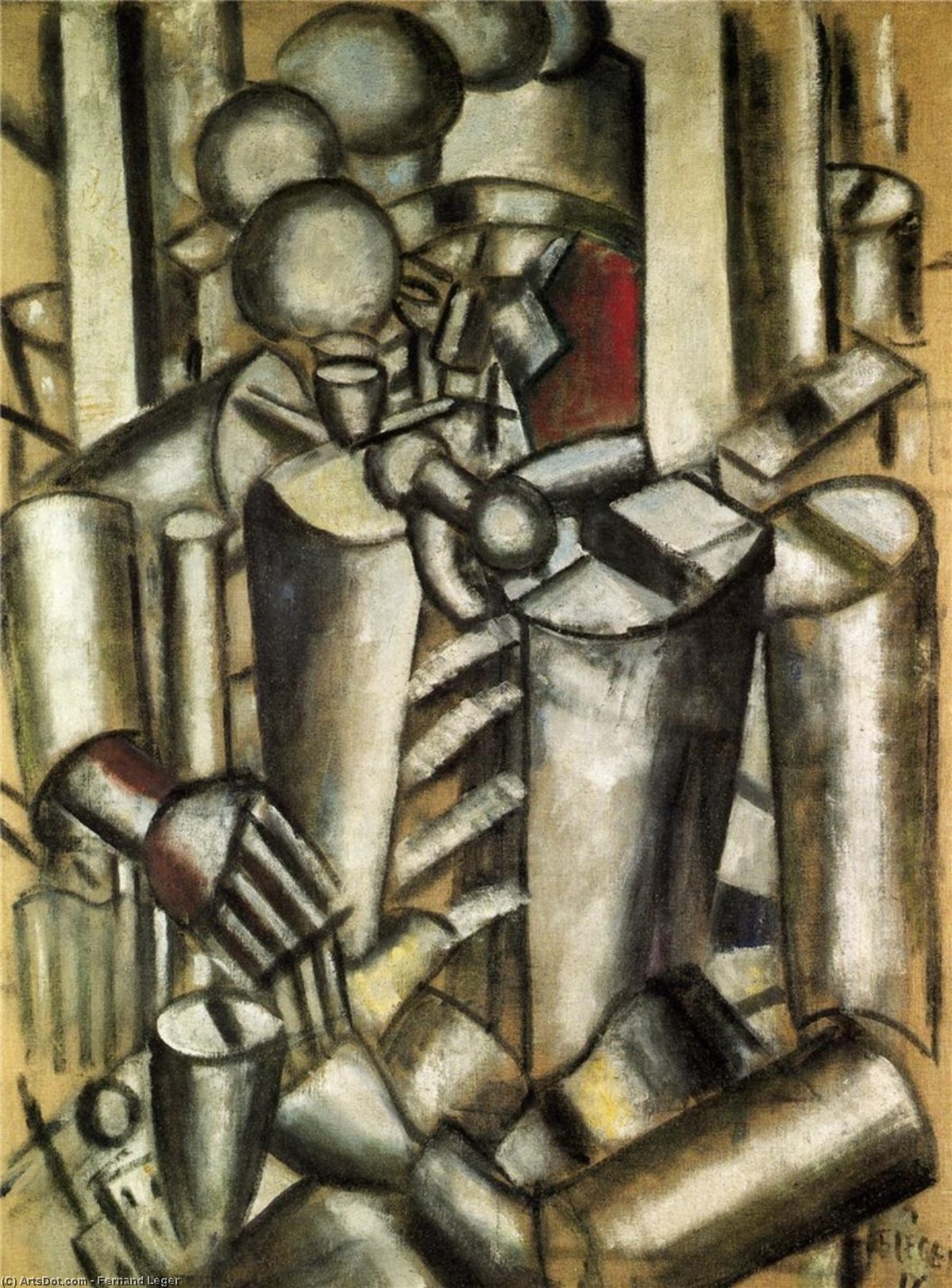 WikiOO.org - Енциклопедия за изящни изкуства - Живопис, Произведения на изкуството Fernand Leger - The soldier with pipe