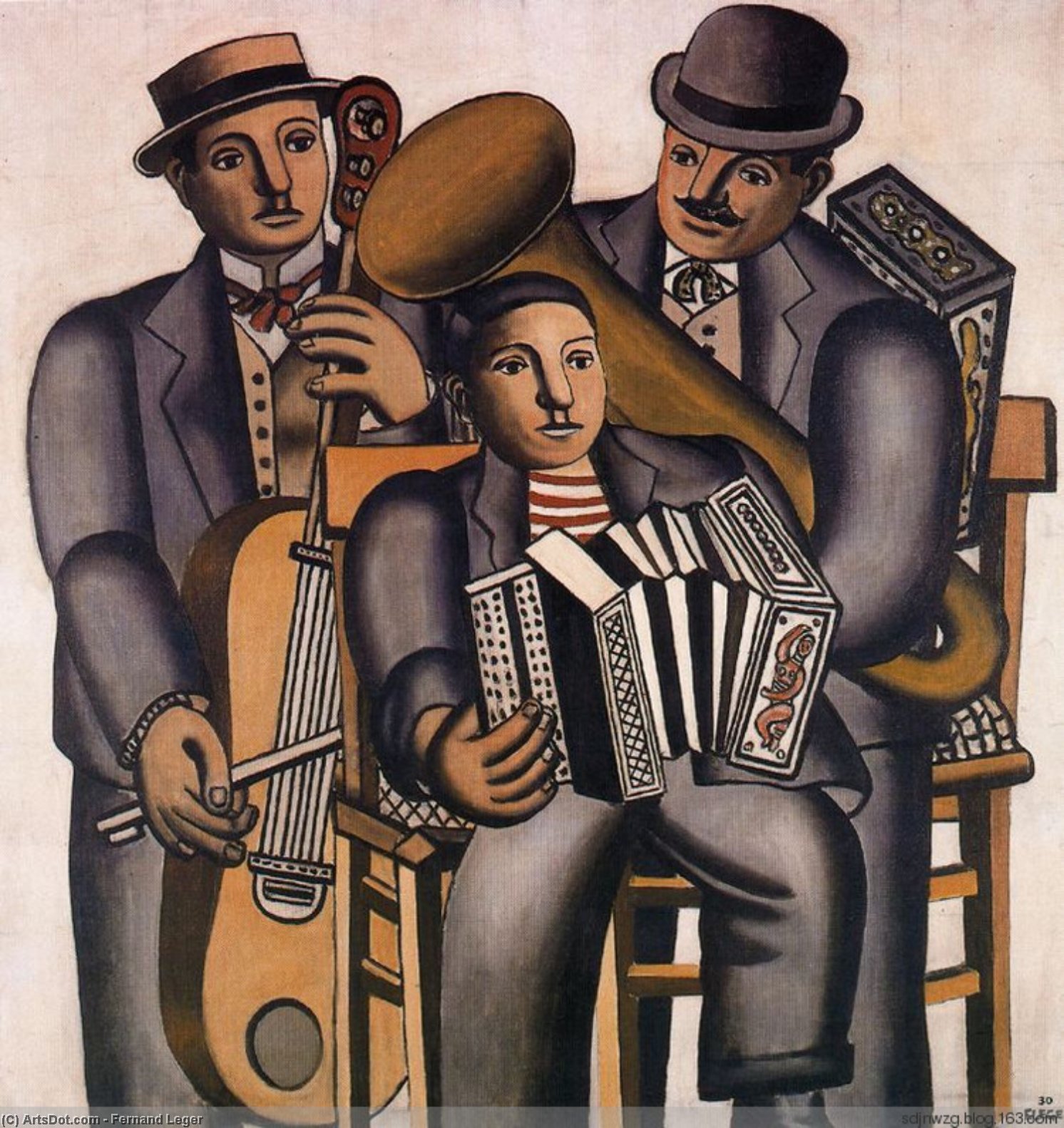 WikiOO.org - 백과 사전 - 회화, 삽화 Fernand Leger - The three musicians