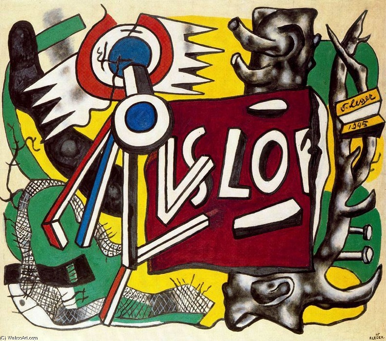Wikioo.org - The Encyclopedia of Fine Arts - Painting, Artwork by Fernand Leger - Tree trunk on a yellow background