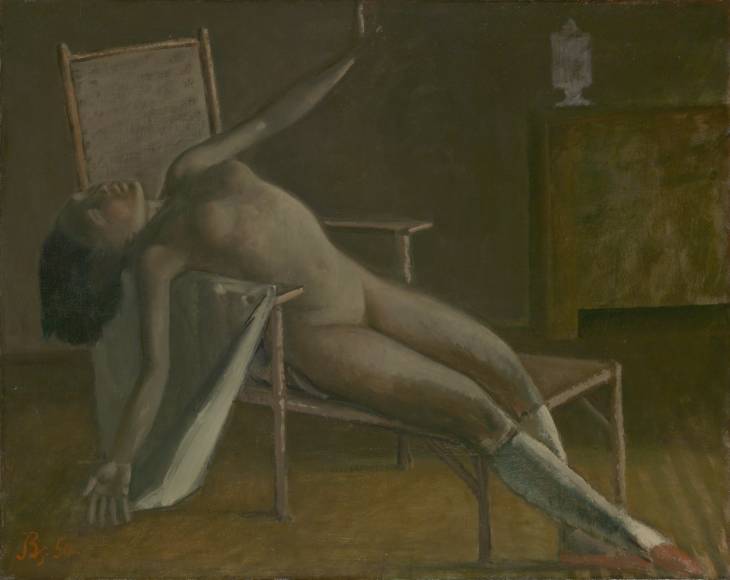 Wikioo.org - The Encyclopedia of Fine Arts - Painting, Artwork by Balthus (Balthasar Klossowski) - Nude on a Chaise Longue