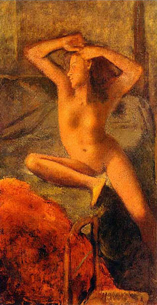 Wikioo.org - The Encyclopedia of Fine Arts - Painting, Artwork by Balthus (Balthasar Klossowski) - Nude with Arms Raised