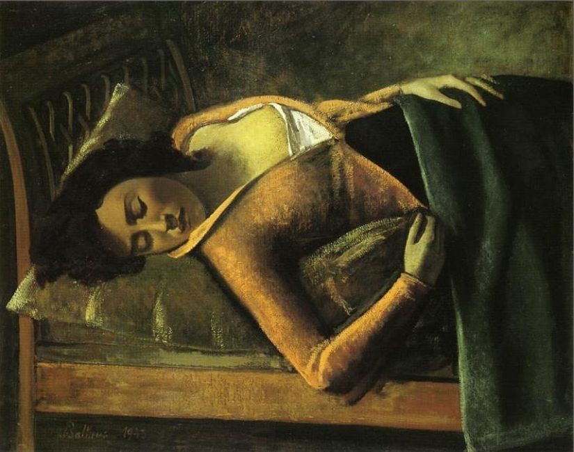 WikiOO.org - Enciclopédia das Belas Artes - Pintura, Arte por Balthus (Balthasar Klossowski) - Sleeping Girl