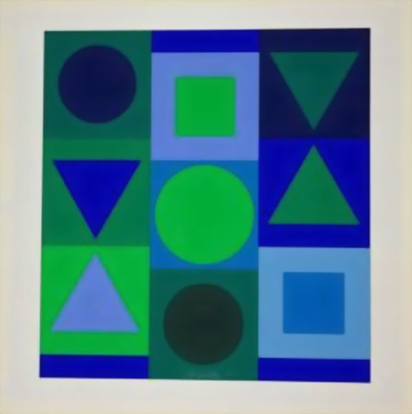 WikiOO.org - Енциклопедия за изящни изкуства - Живопис, Произведения на изкуството Victor Vasarely - Blue and Green