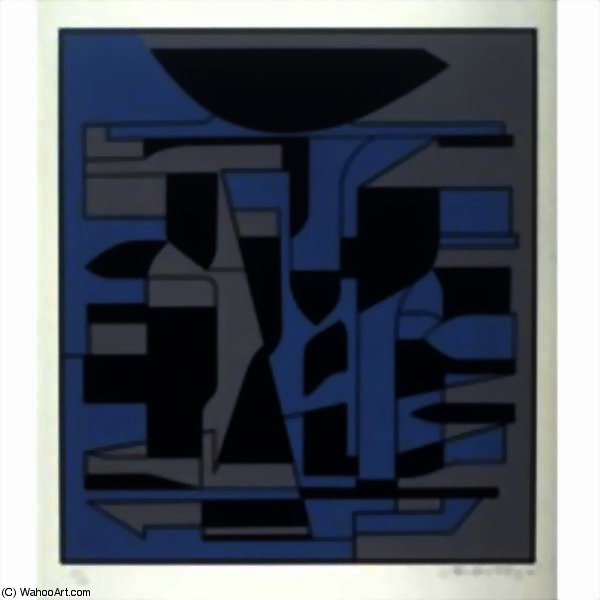 Wikioo.org - The Encyclopedia of Fine Arts - Painting, Artwork by Victor Vasarely - Serigraph in black