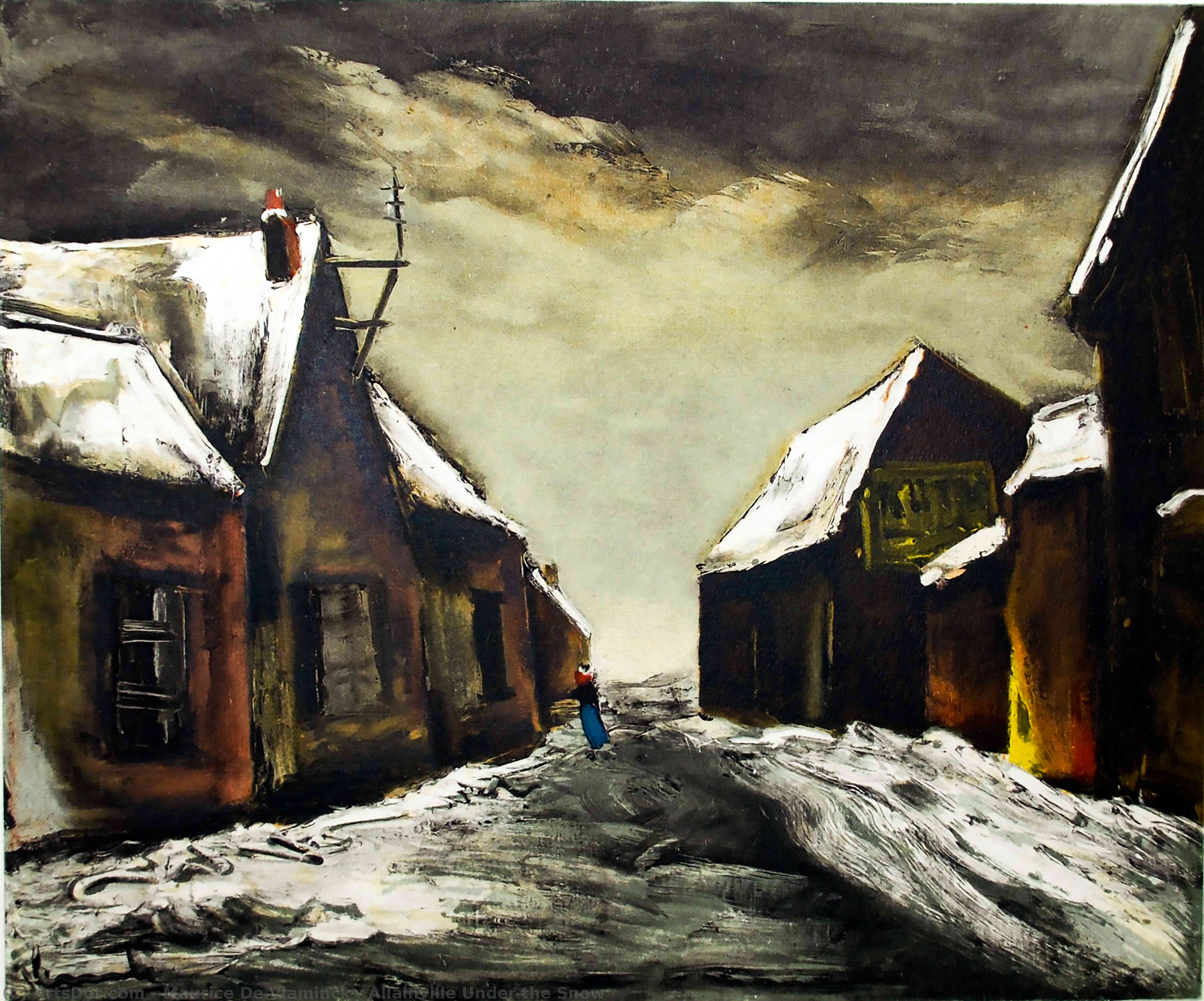 Wikoo.org - موسوعة الفنون الجميلة - اللوحة، العمل الفني Maurice De Vlaminck - Allainville Under the Snow