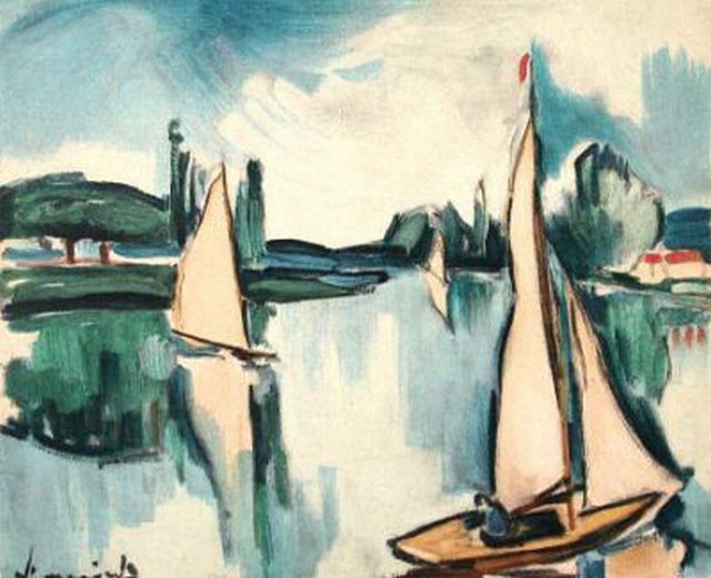 Wikioo.org - The Encyclopedia of Fine Arts - Painting, Artwork by Maurice De Vlaminck - Sailboats on the Seine1