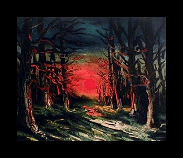Wikioo.org - The Encyclopedia of Fine Arts - Painting, Artwork by Maurice De Vlaminck - Sunset in the Forest of Senoches