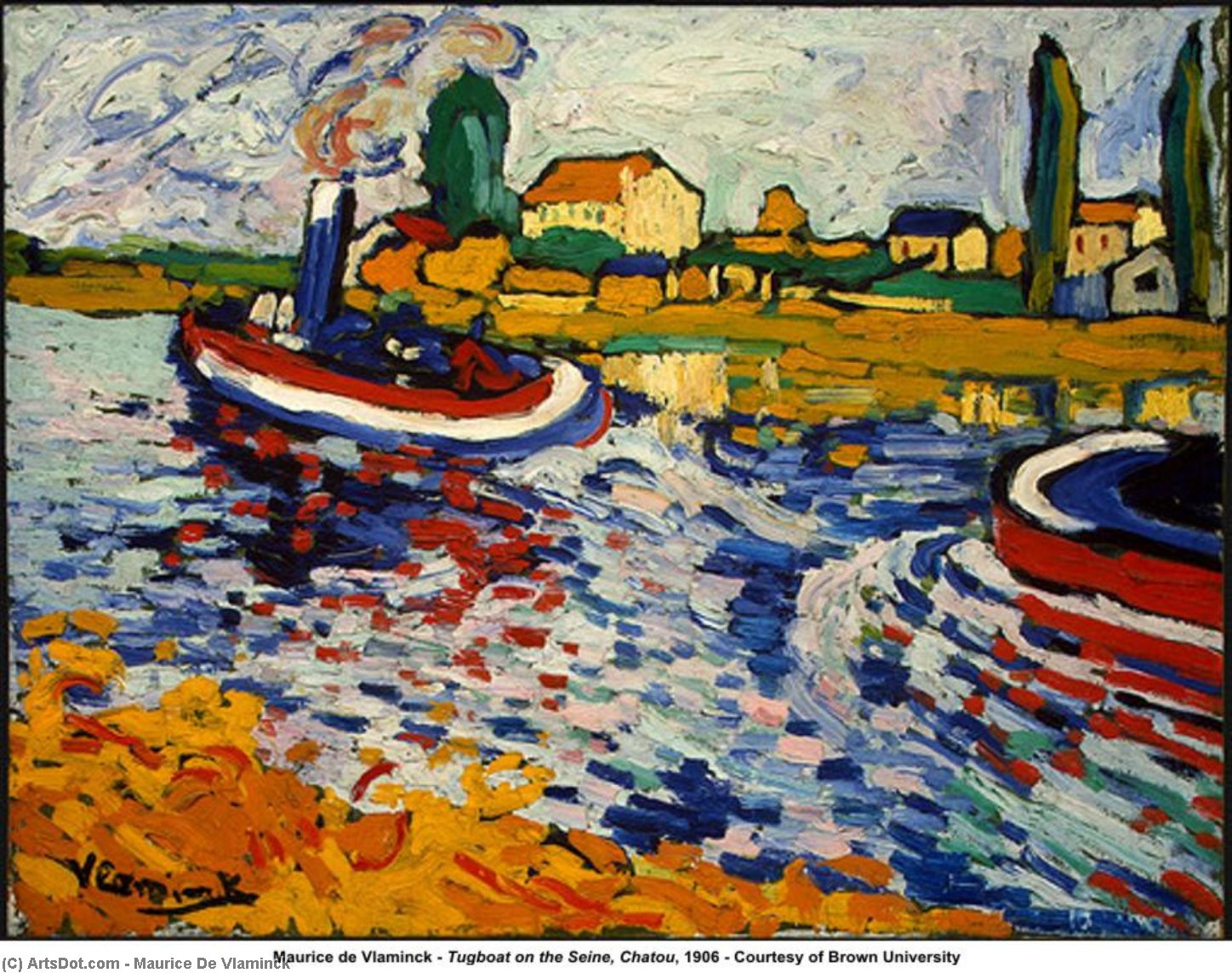 Wikioo.org - The Encyclopedia of Fine Arts - Painting, Artwork by Maurice De Vlaminck - Tugboat on the Seine, Chatou