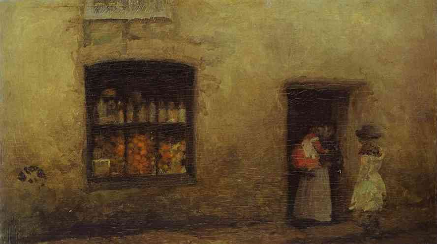 Wikoo.org - موسوعة الفنون الجميلة - اللوحة، العمل الفني James Abbott Mcneill Whistler - An Orange Note, Sweet Shop