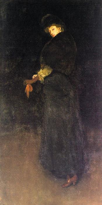 Wikioo.org - The Encyclopedia of Fine Arts - Painting, Artwork by James Abbott Mcneill Whistler - Arrangement in Black, The Lady in the Yellow Buskin- Portrait of Lady Archibald Campbell