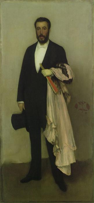 Wikioo.org - The Encyclopedia of Fine Arts - Painting, Artwork by James Abbott Mcneill Whistler - Arrangement in Flesh Colour and Black, Portrait of Theodore Duret
