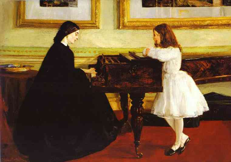 WikiOO.org - Енциклопедия за изящни изкуства - Живопис, Произведения на изкуството James Abbott Mcneill Whistler - At the Piano